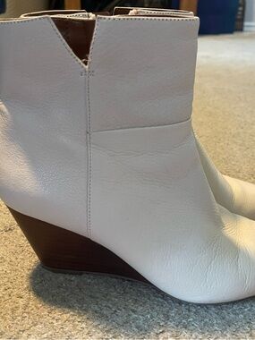 Franco Sarto White Wedge Ankle Booties